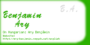benjamin ary business card